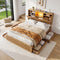 Artiss Double Bed Frame with Storage, 4 Drawers, USB & Night Light, Natural