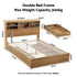 Artiss Double Bed Frame with Storage, 4 Drawers, USB & Night Light, Natural