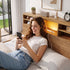 Artiss Double Bed Frame with Storage, 4 Drawers, USB & Night Light, Natural