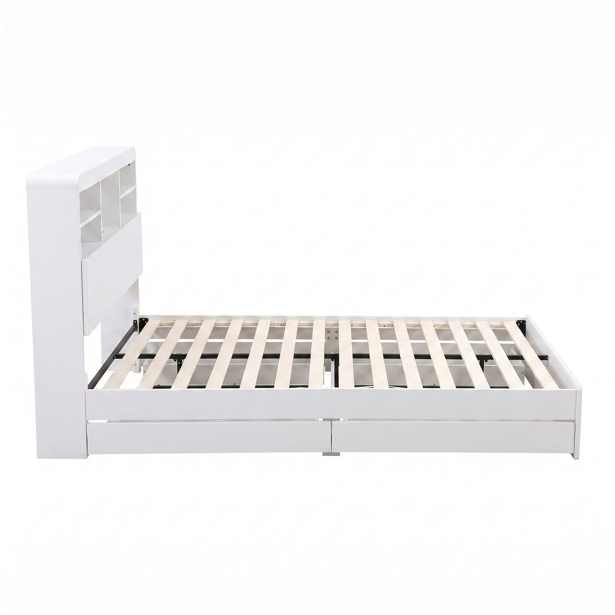 Artiss King Single Bed Frame with Storage, 4 Drawers, USB & Light, White