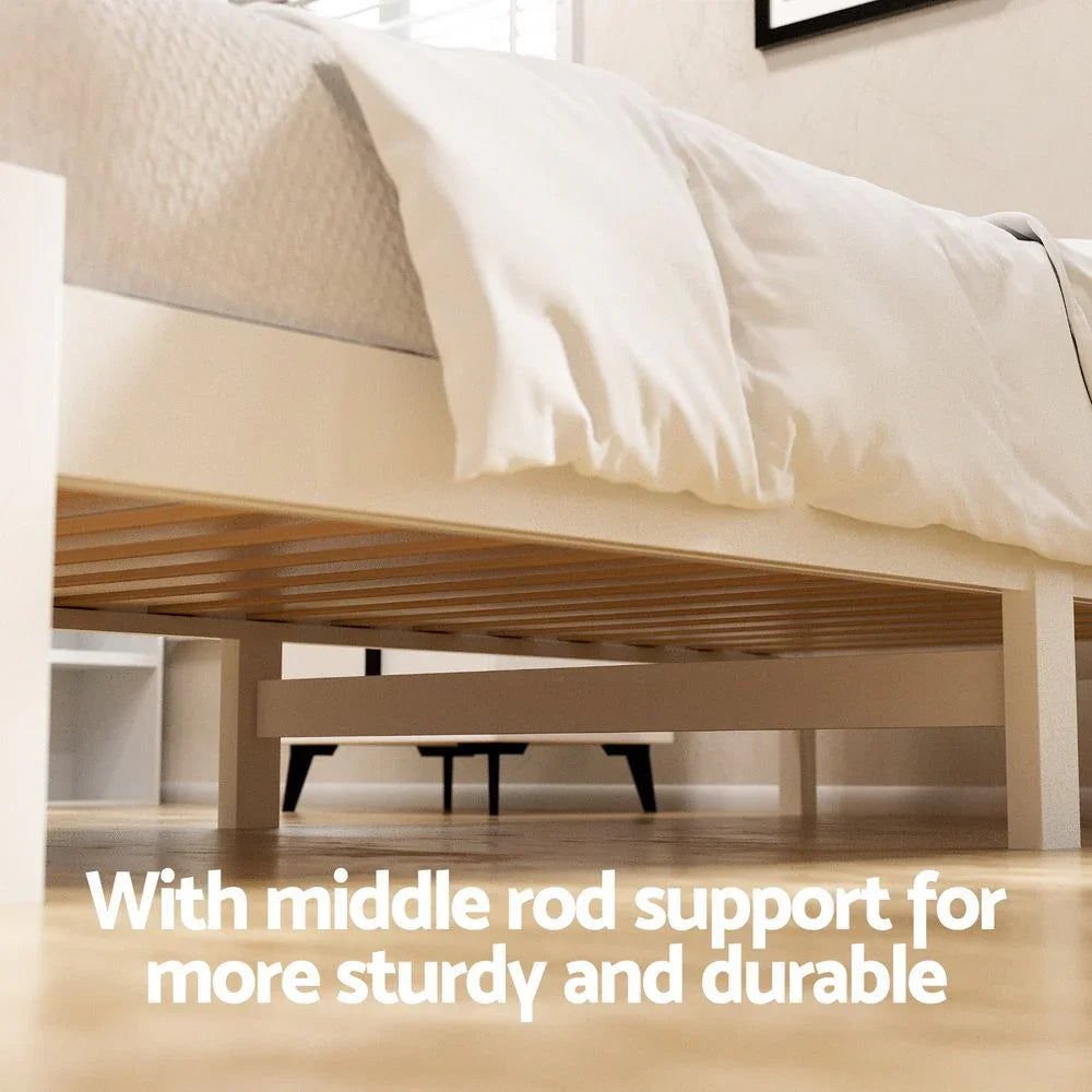 Artiss Bed Frame King Single Size Wooden Platform with 2 Storage Drawers White