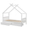 Artiss Bed Frame Wooden Base Kids Single Timber House  with 2 Storage Drawers Beds White