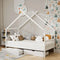Artiss Kids House Bed Frame Single Wooden Bed with 2 Storage Drawers White