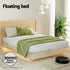 ODIN Double Floating Wooden Bed Frame 16 Colour LED Pine Platform 300kg