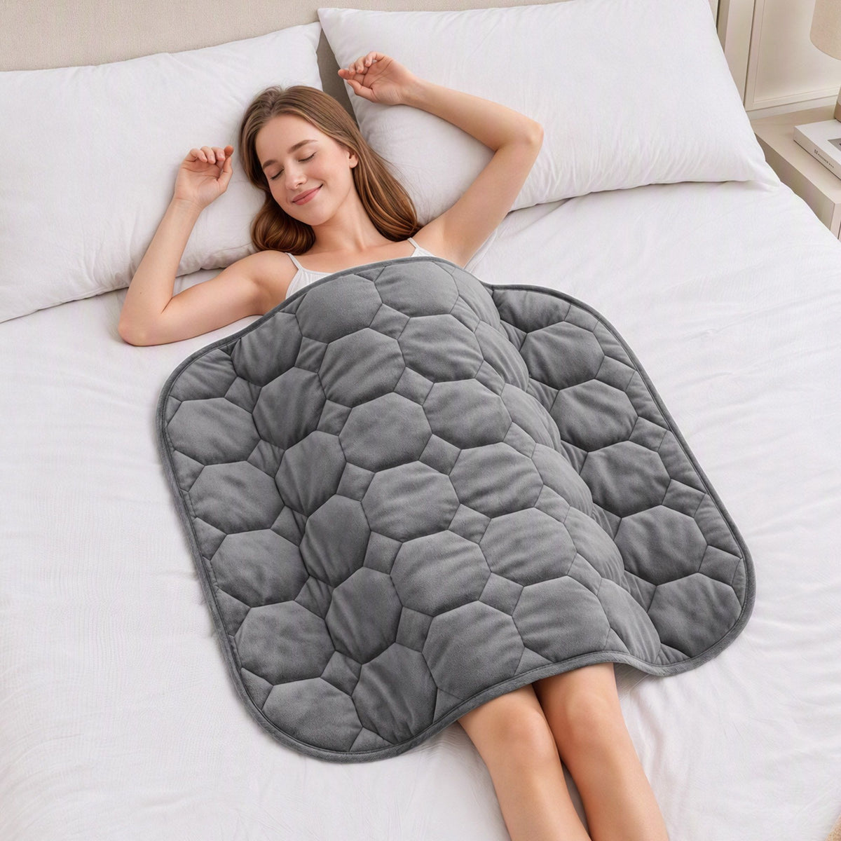 Giselle 3.2kg Weighted Lap Blanket 76 x 60cm Grey Crystal Velvet Glass Bead Fill