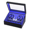 Automatic Double Watch Winder Box LED Display Faux Leather Black