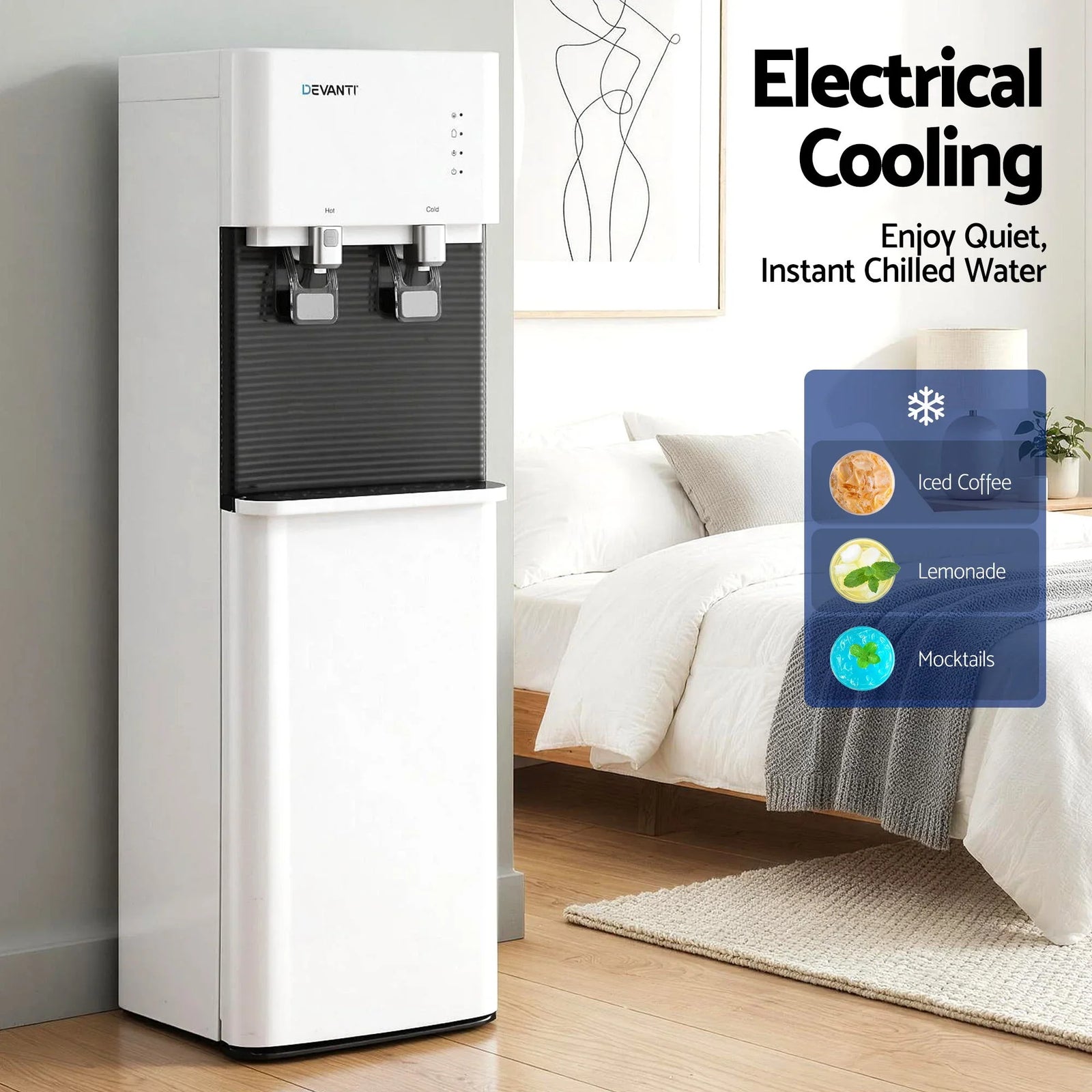 2 Taps Water Cooler Dispenser Bottom Loading Dispenser Chiller Filter Purifier