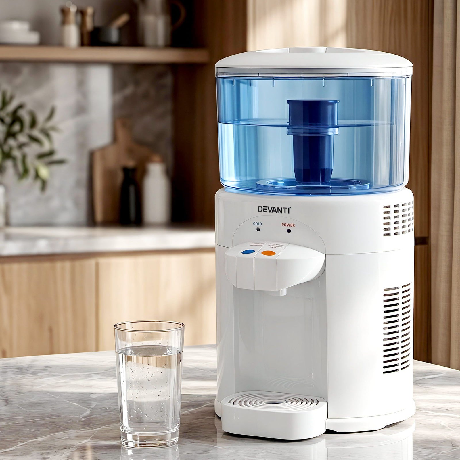 5L Bench Top Water Cooler Dispenser with Filter 2 Taps Countertop Water Purifier