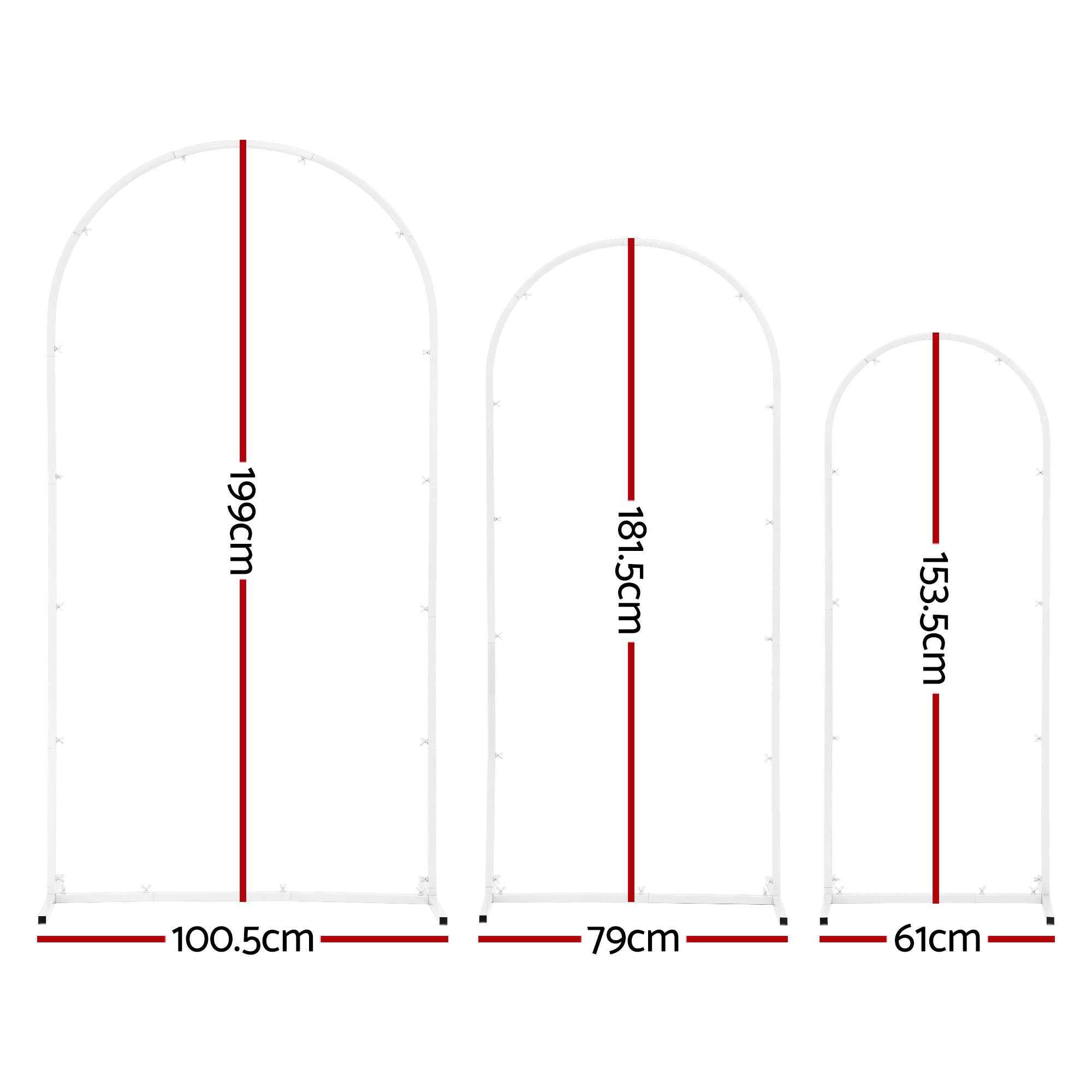 Wedding Arch Backdrop Stand Set of 3 Metal Wedding Arched Frame White, Easy to Assemble, Stable Balloon Arch Standfor Wedding, Baby Shower, Party Decoration