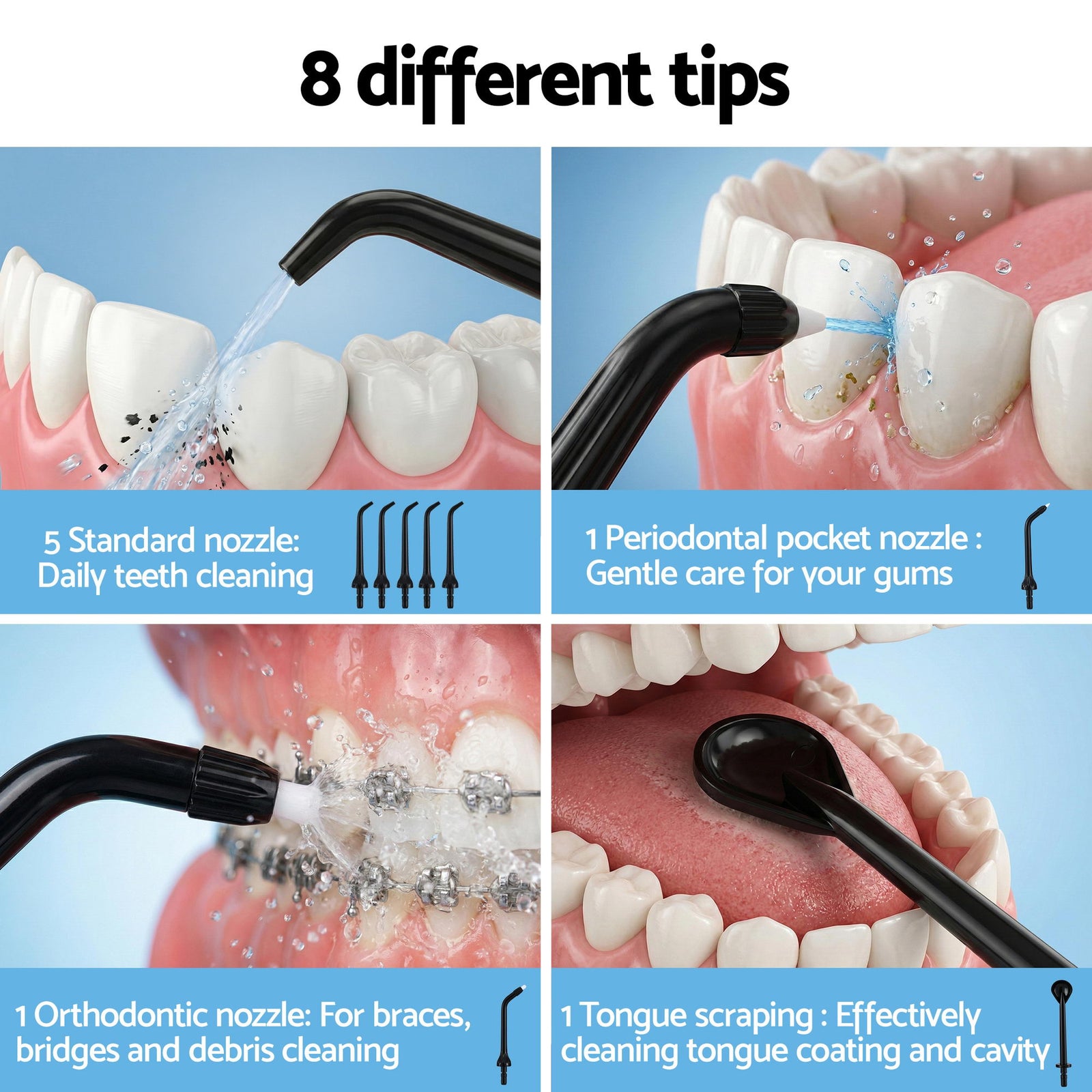 Cordless Water Flosser Dental Oral Irrigator Black