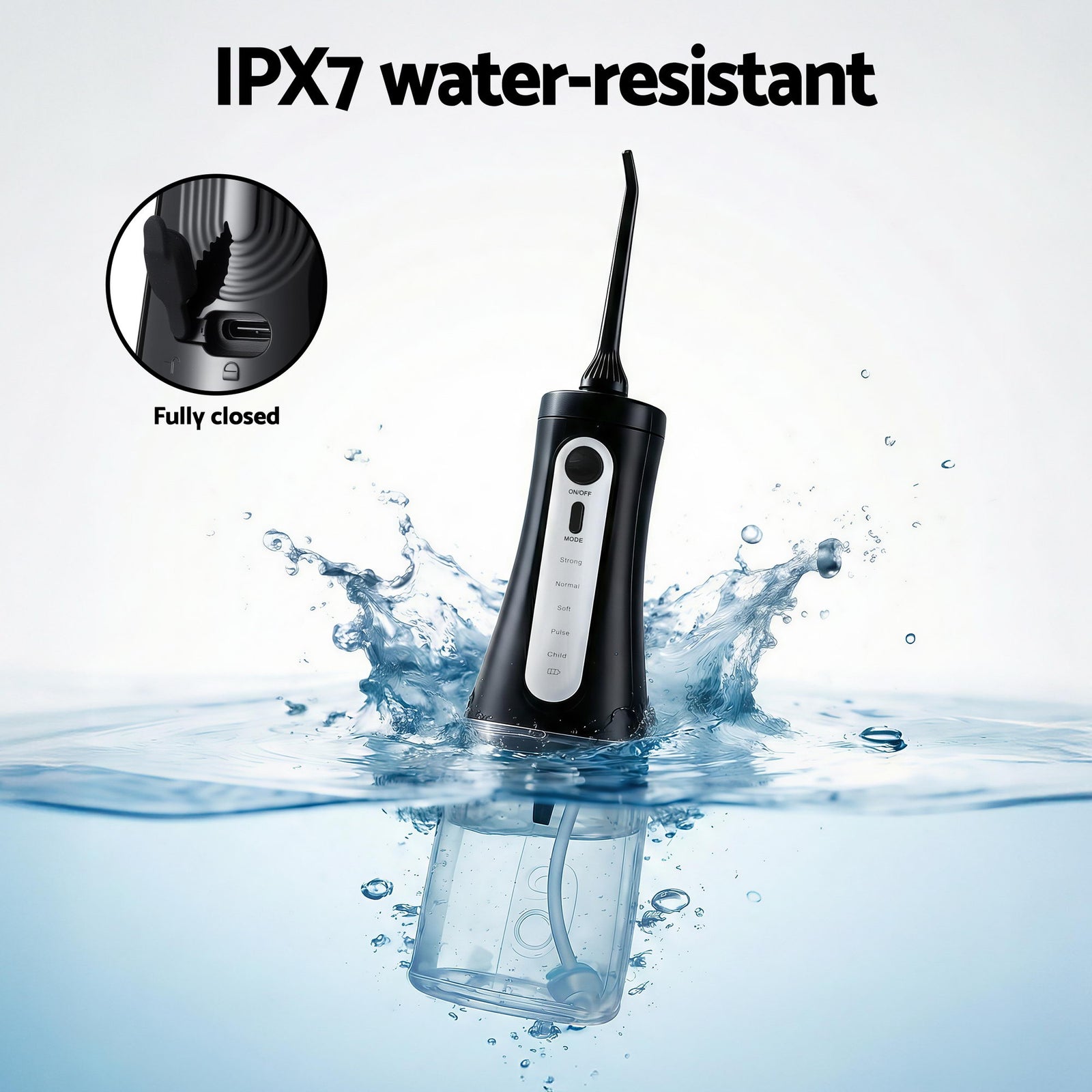 Cordless Water Flosser Dental Oral Irrigator Black