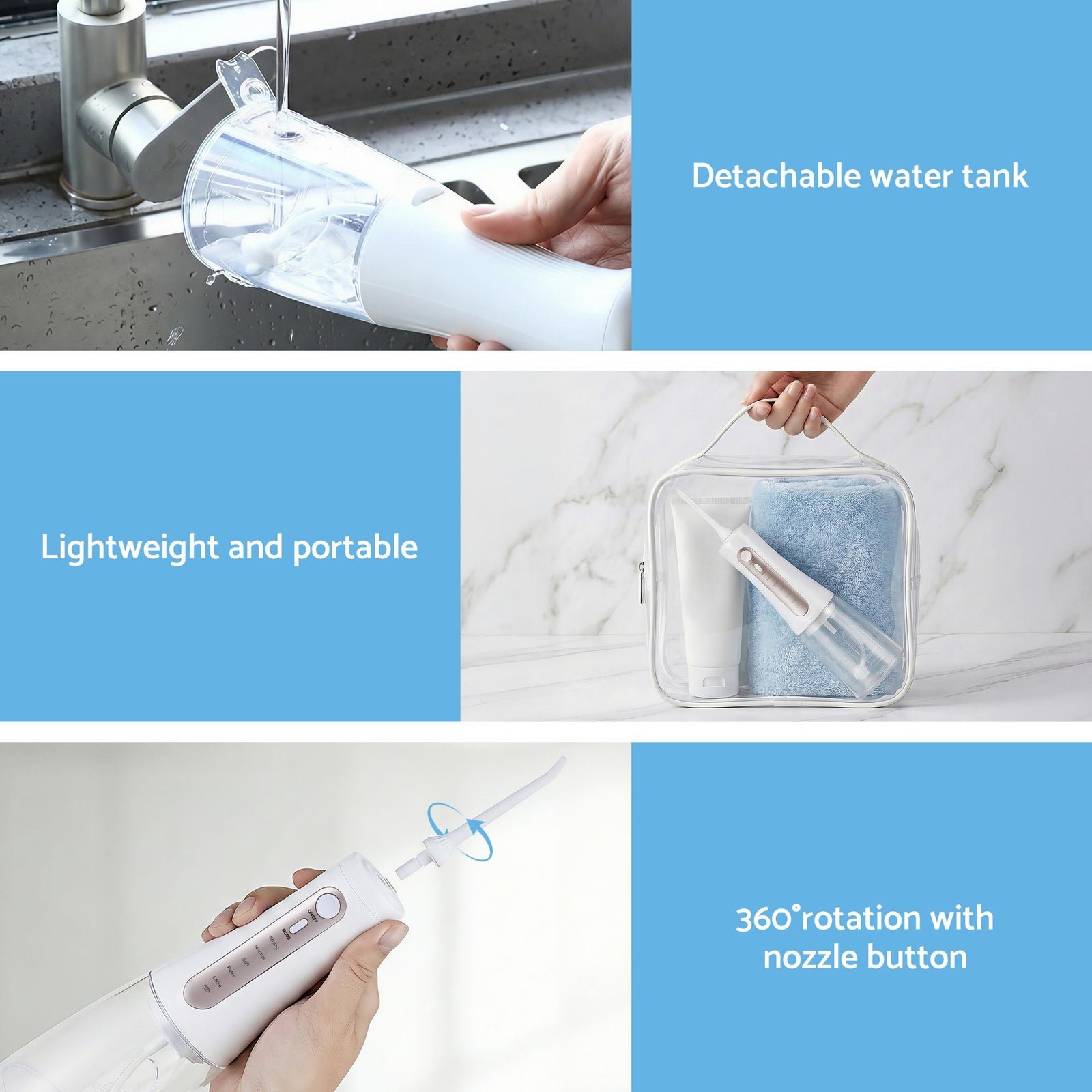 Cordless Water Flosser Dental Oral Irrigator White