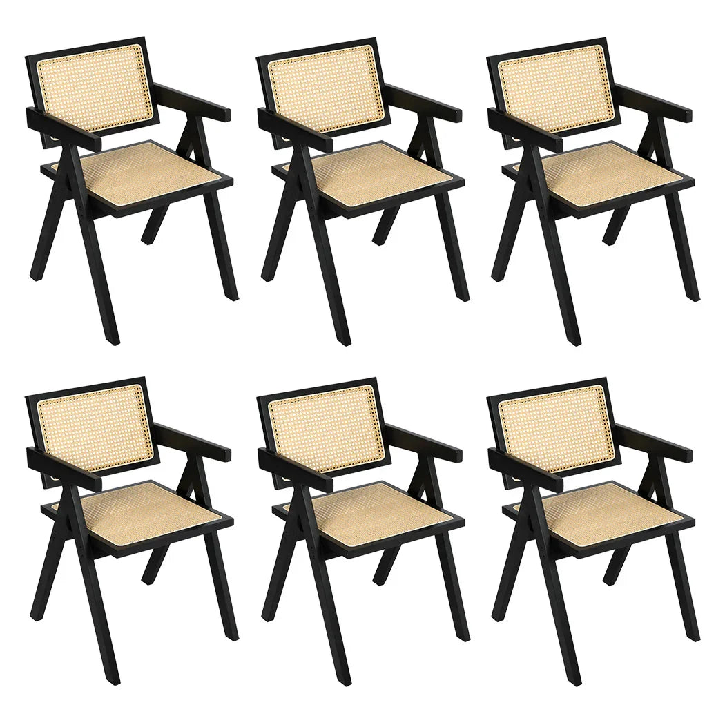 Levede 6x Black Wicker Armchair Dining Chair-2029387210725396480