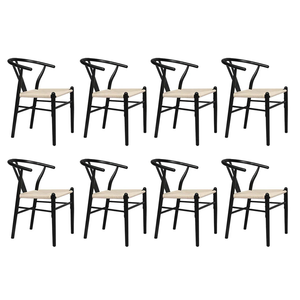 Levede 8x Dining Chairs Wooden Hans Black-2018816939526328320