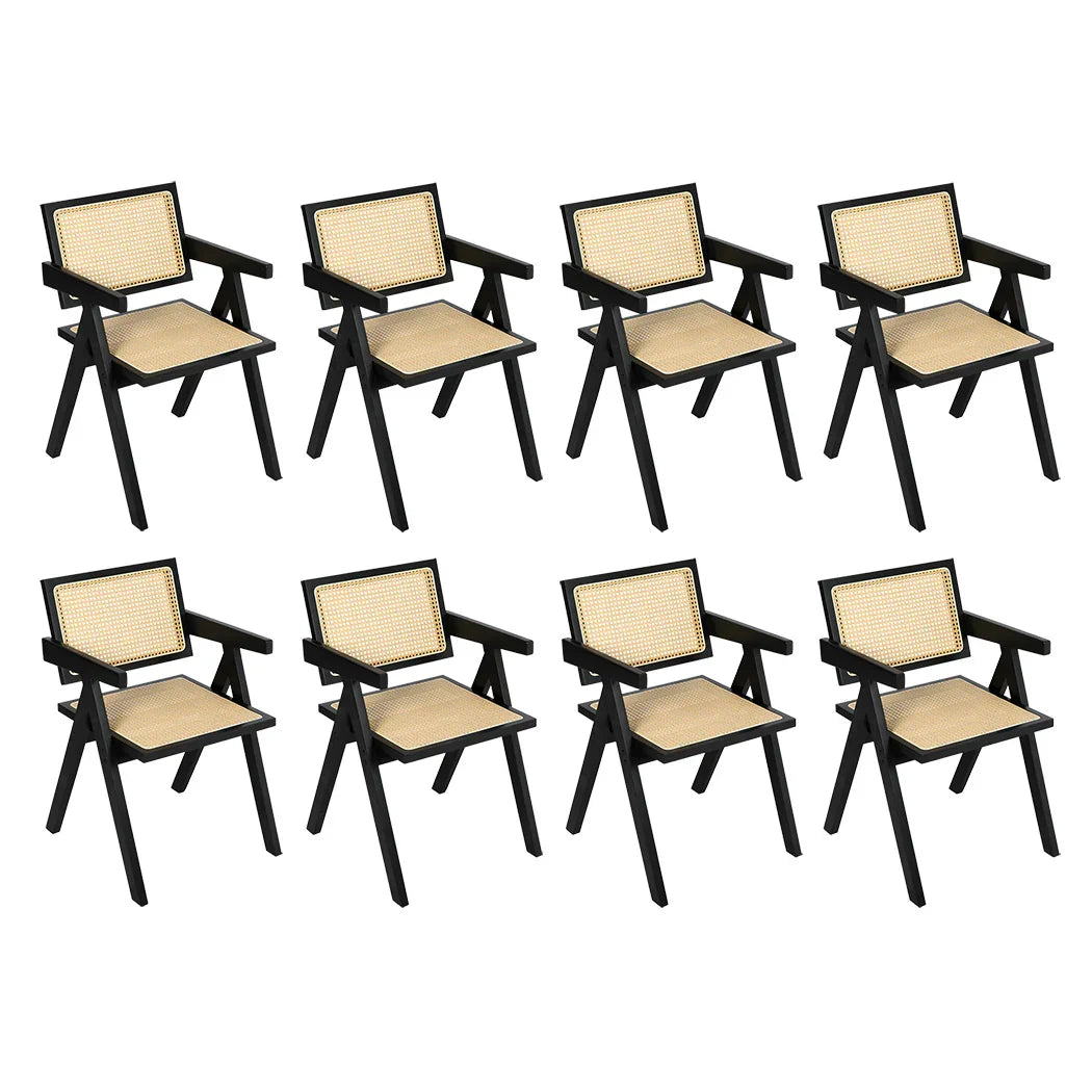Levede 8x Black Wicker Armchair Dining Chair-2029387210922528768