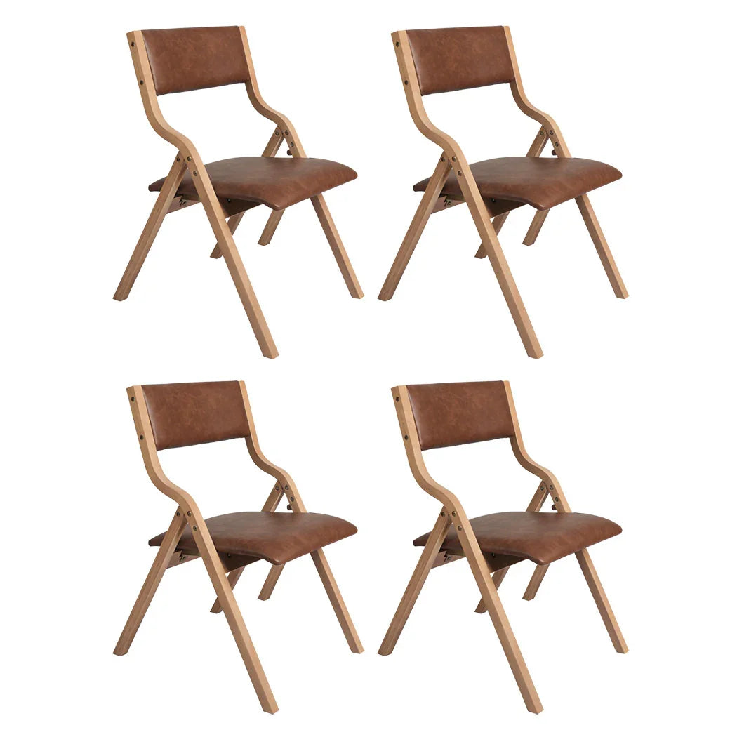 Levede 4x Dining Chairs Foldable PU Tan-2018816883515592704