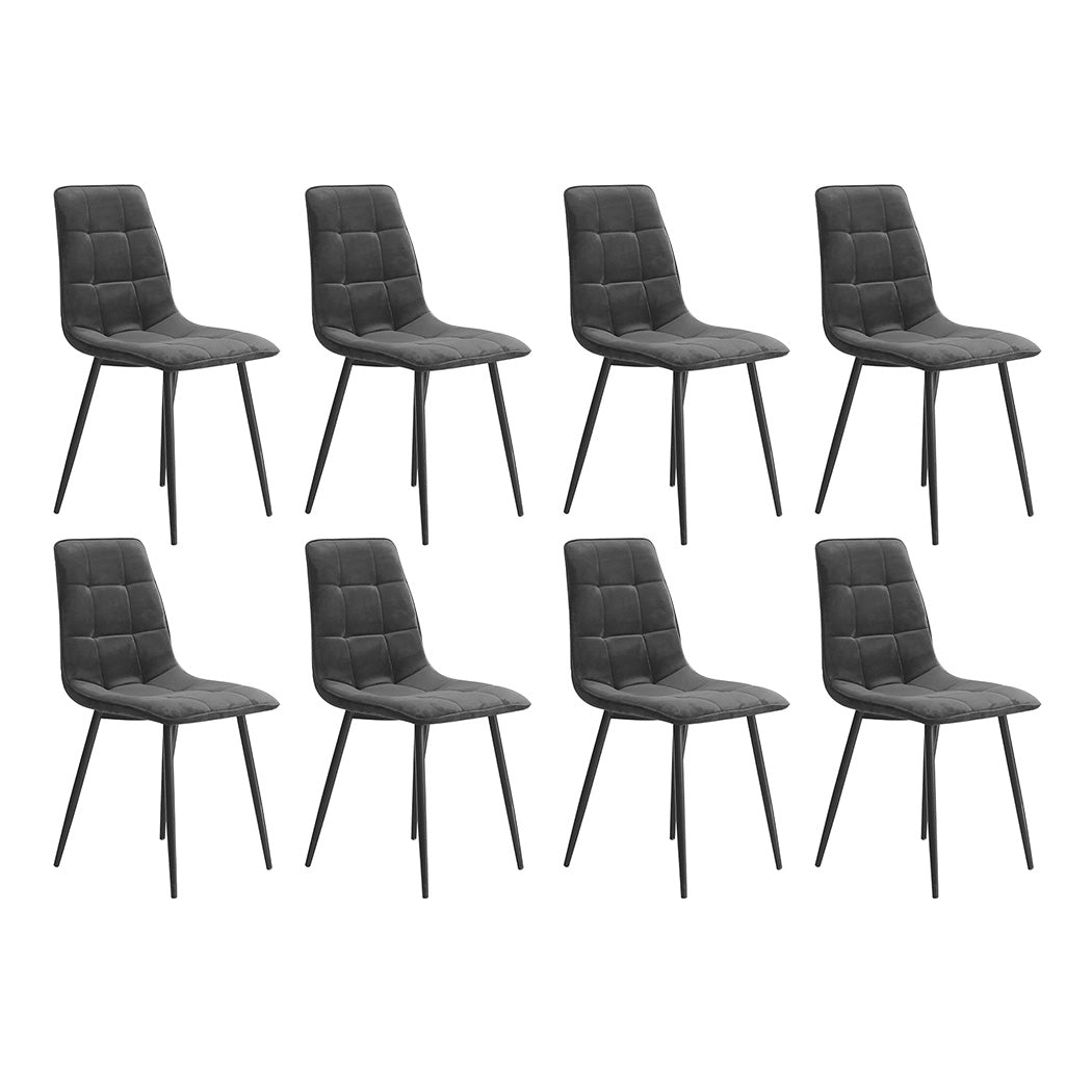 Levede 8x Dining Chairs Kitchen Velvet Grey-1973193557816774656