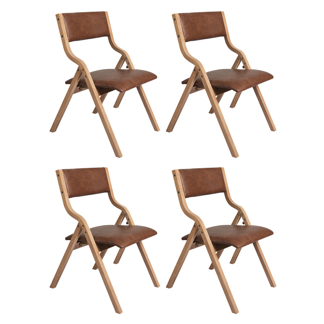 Levede 4x Dining Chairs Foldable PU Tan-2006732728313188352