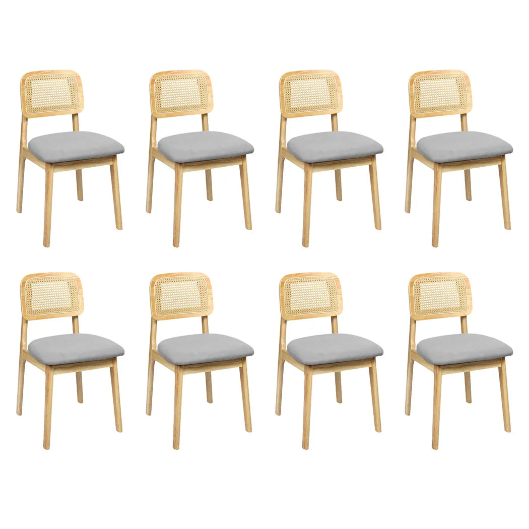 Levede Dining Chair Wood Rattan Armless Natural x8-2006732737045729280