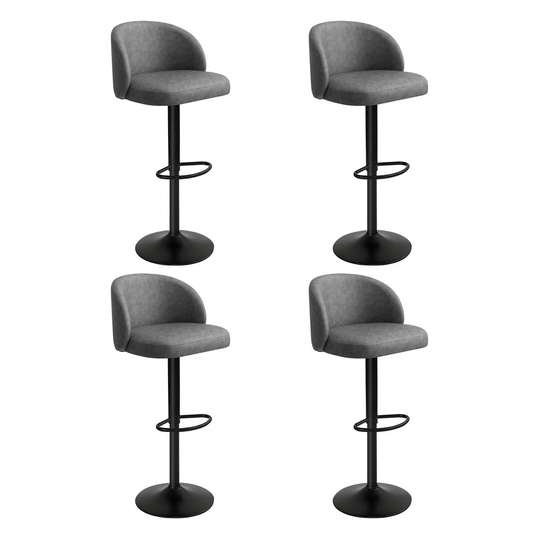 Levede 4x Bar Stool Swivel Gas Lift PU Leather Grey-1973193552611643392