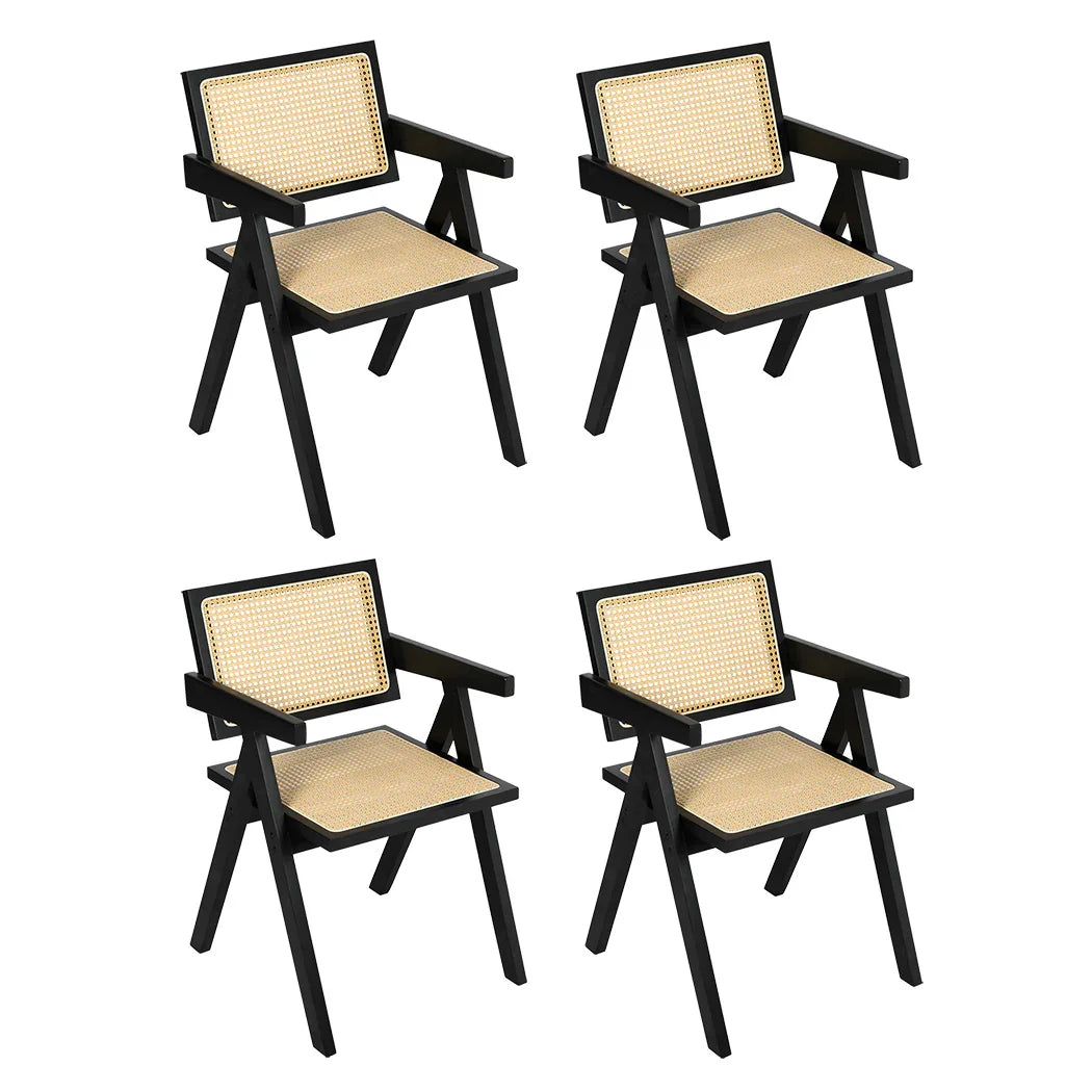 Levede 4x Black Wicker Armchair Dining Chair-2029387210532458496