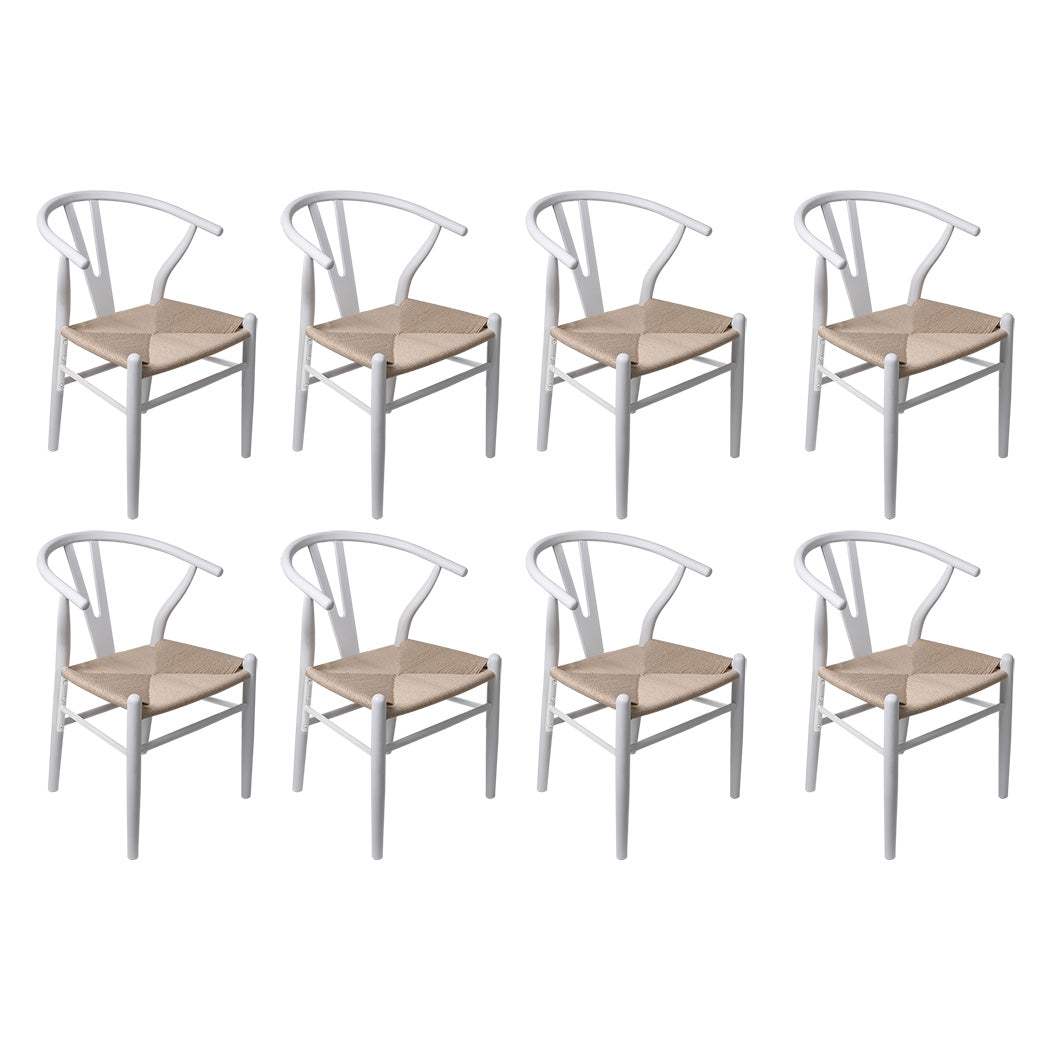 Levede 8x Dining Chairs Wooden Hans White-2006732723414241280