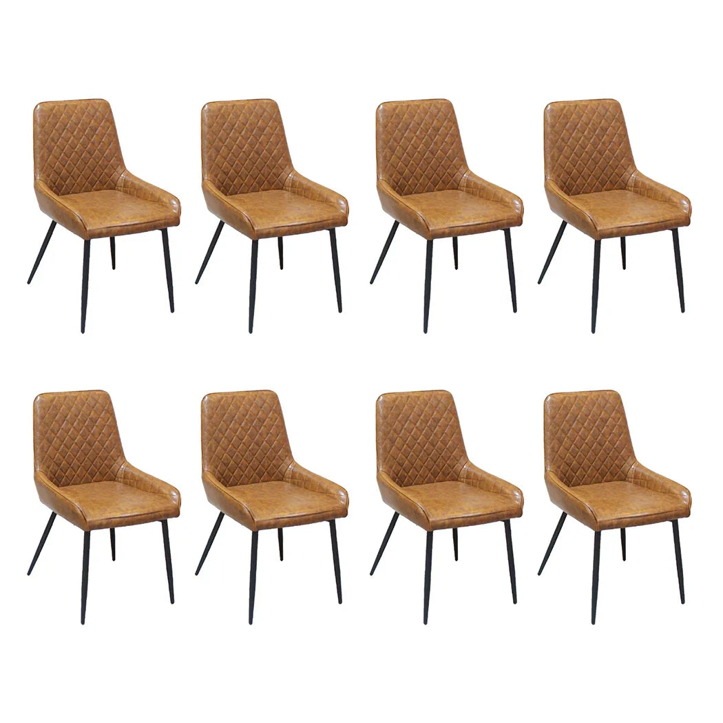 Dining Chairs x 8 Padded Seat PU Faux Leather-2018816926830170112