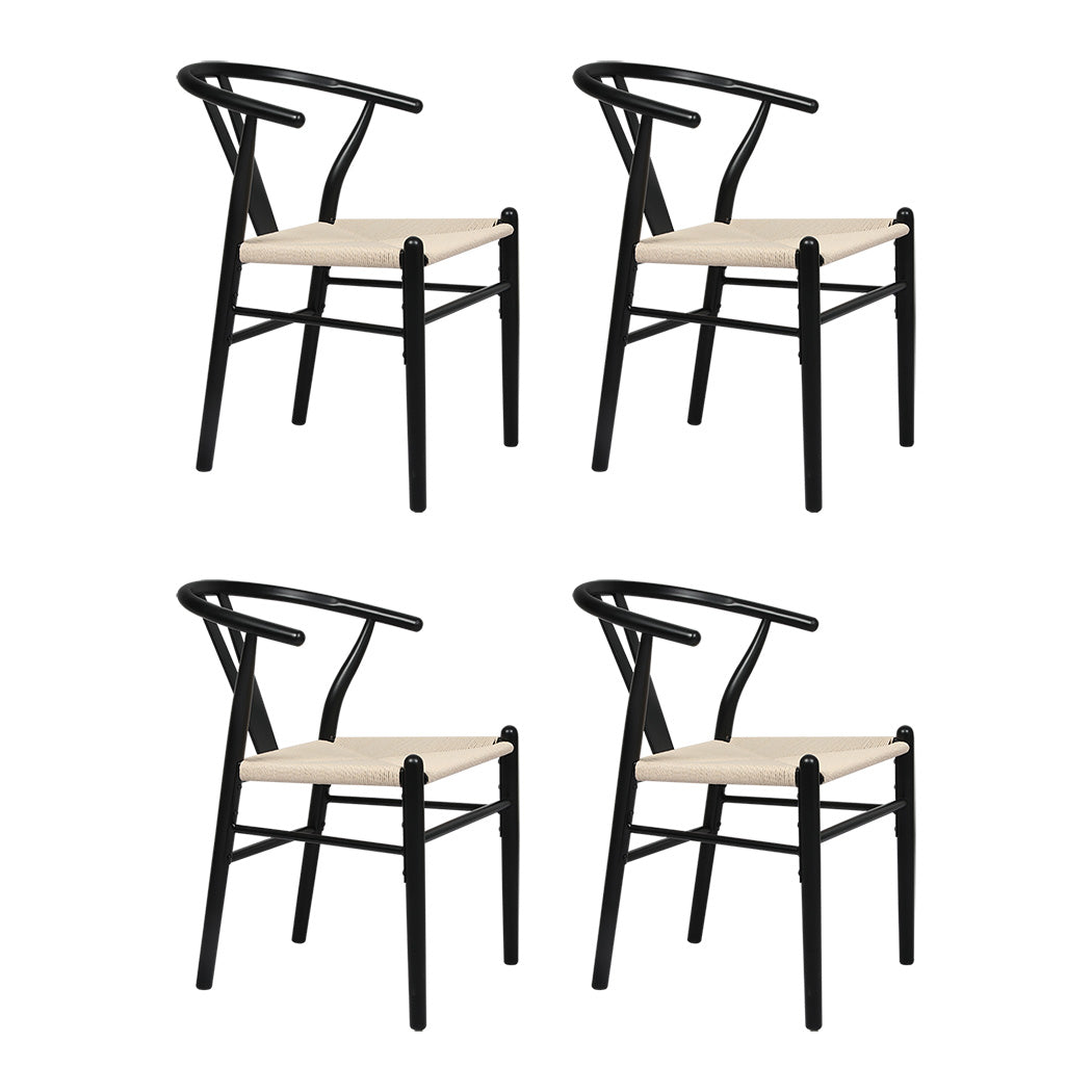 Levede 4x Dining Chairs Wooden Hans Black-1975420353387827200