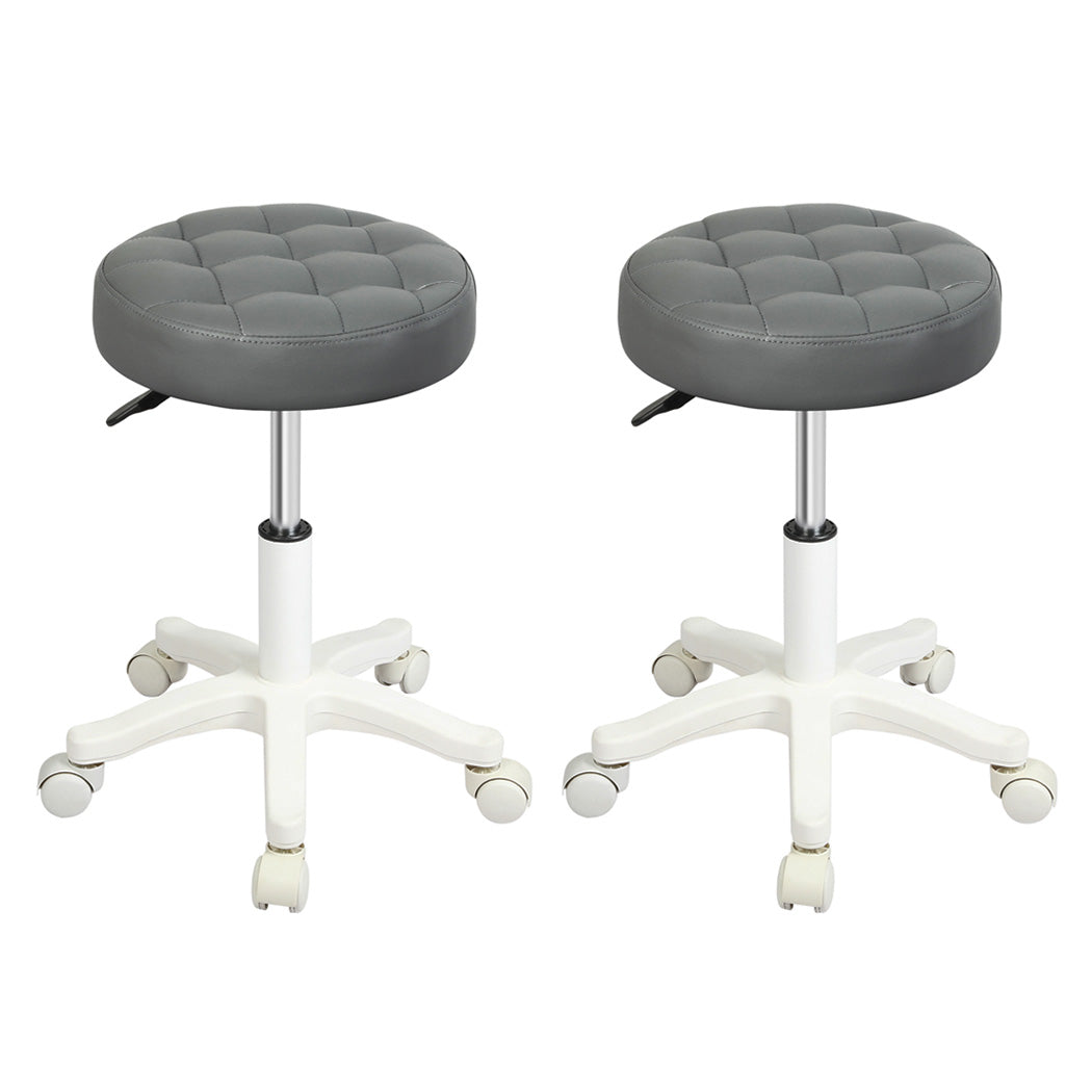 Levede 2x Rolling Bar Stool Swivel Salon SPA Chair Grey-2018816801848299520