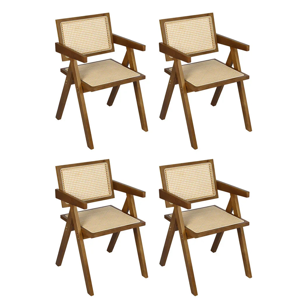 Levede 4x Walnut Wicker Armchair Dining Chair-2018816918626111488