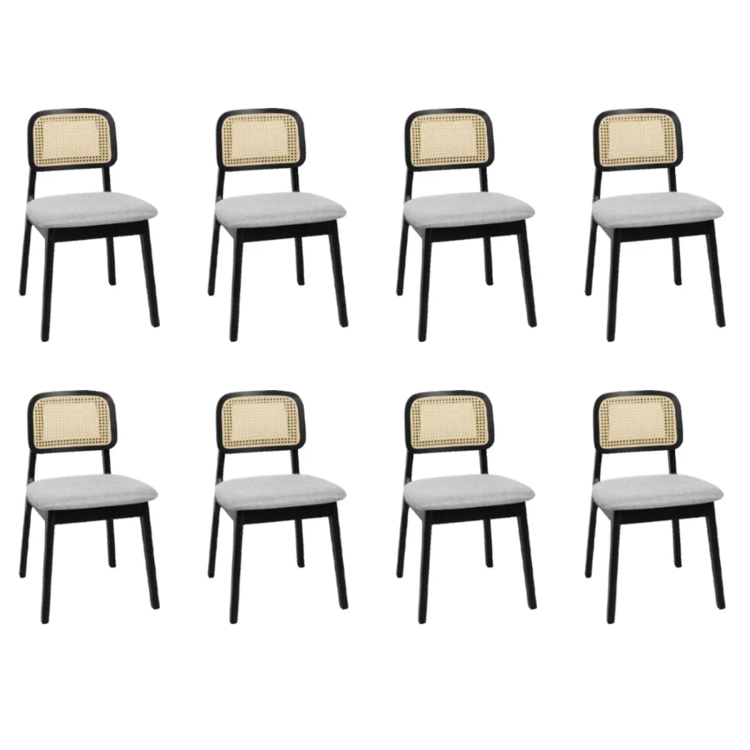 Levede Dining Chair Wood Rattan Armless Black x8-2029387212038213632
