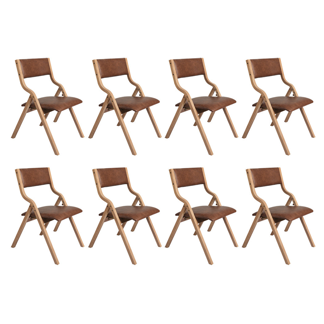 Levede 8x Dining Chairs Foldable PU Tan-2006732728665509888