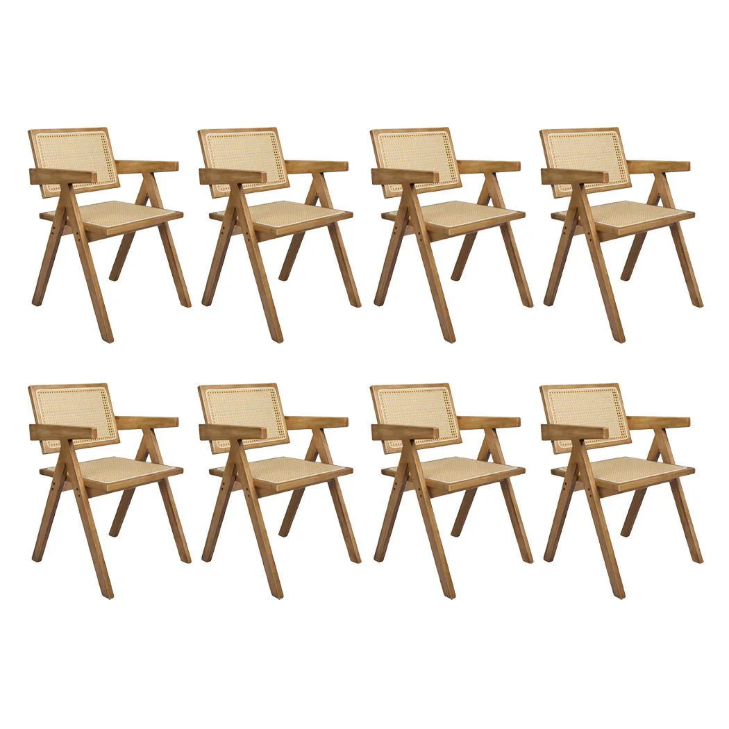 Levede 8x Dining Chair Solid Wood Rattan-2006732729751834624