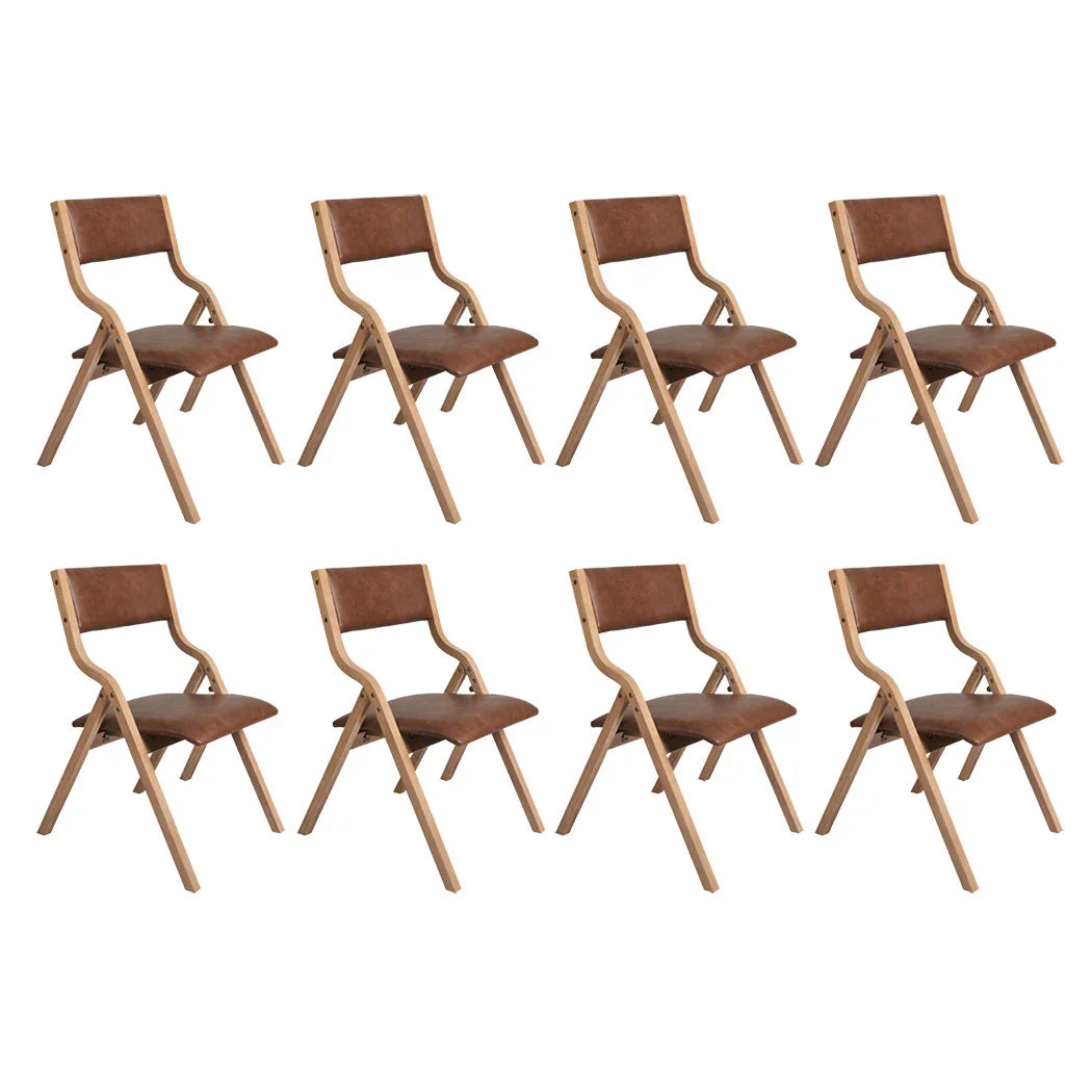 Levede 8x Dining Chairs Foldable PU Tan-2018816930617626624