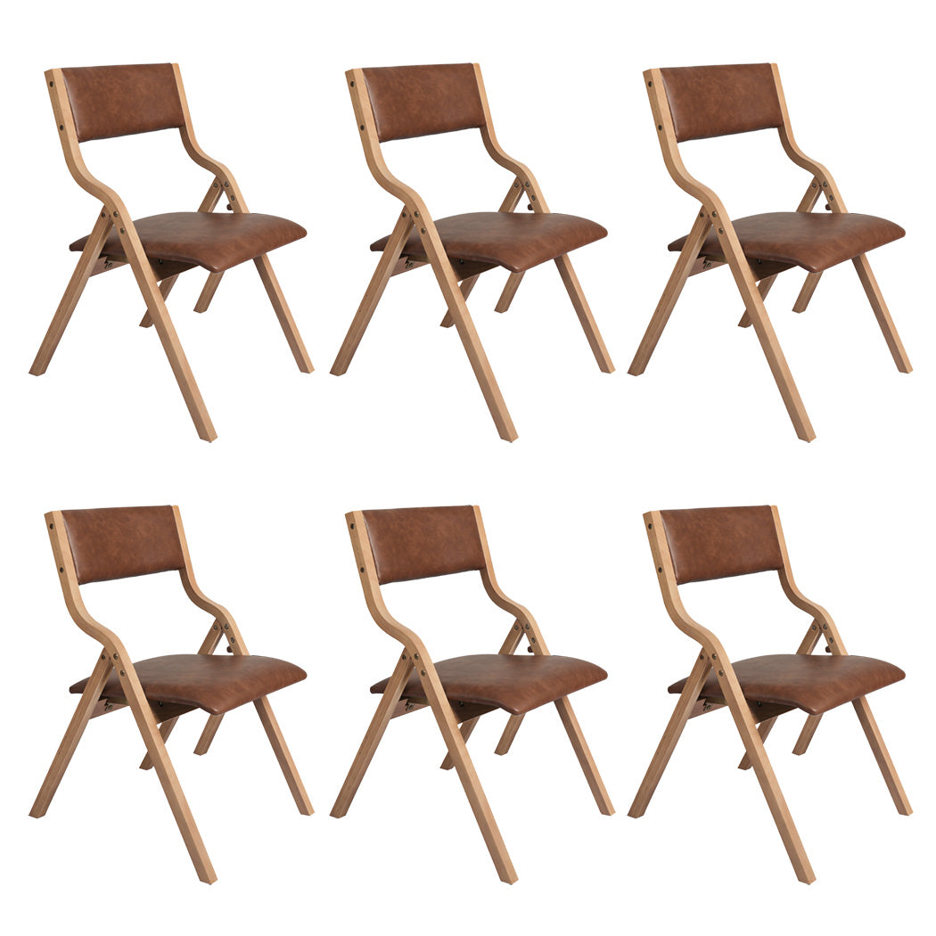 Levede 6x Dining Chairs Foldable PU Tan-2006732728493543424