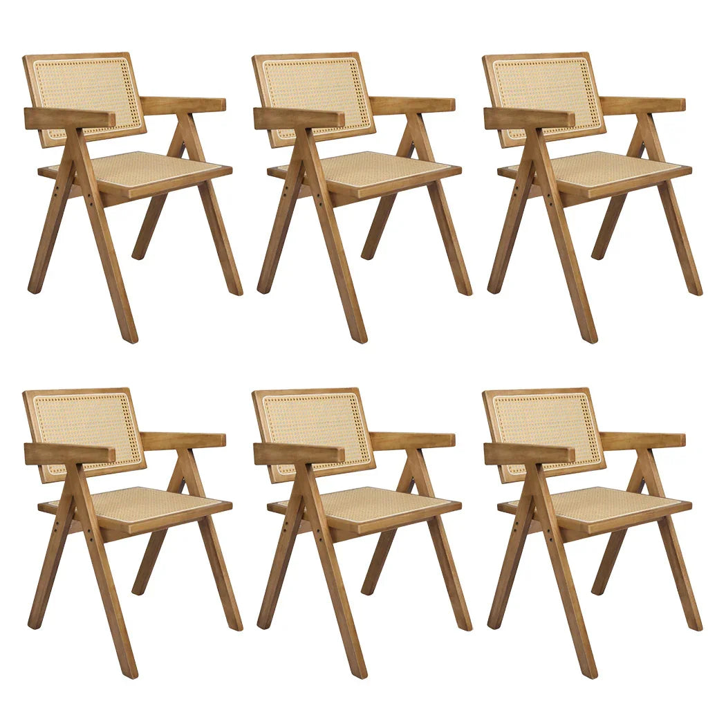 Levede 6x Dining Chair Solid Wood Rattan-2006732729571479552