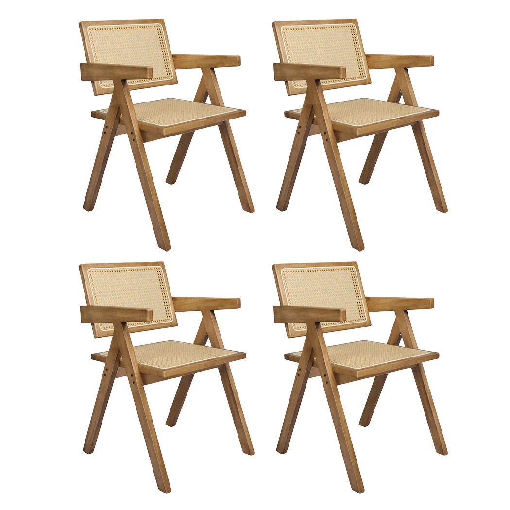 Levede 4x Dining Chair Solid Wood Rattan-2018816911982333952