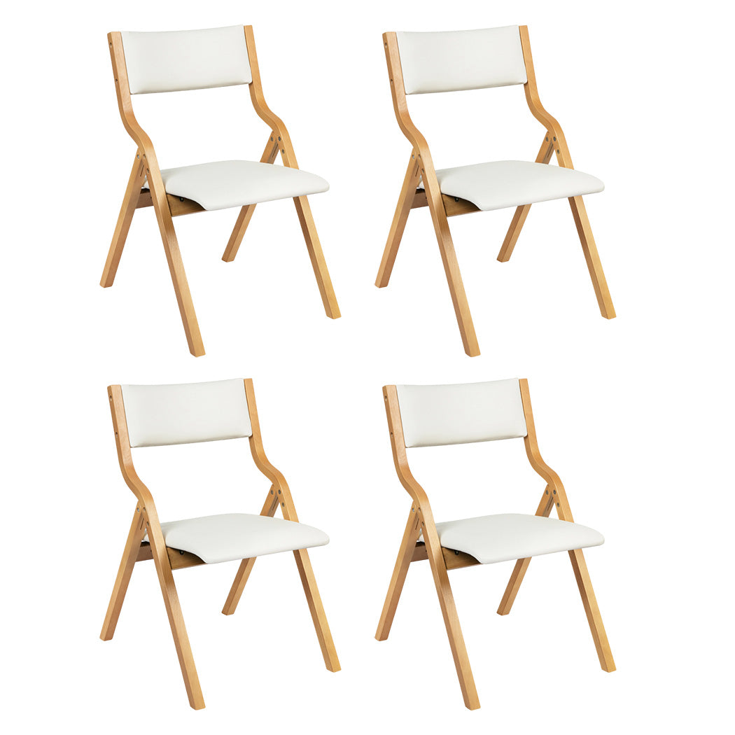Levede 4x Dining Chairs Foldable PU Beige-1975420357871538176