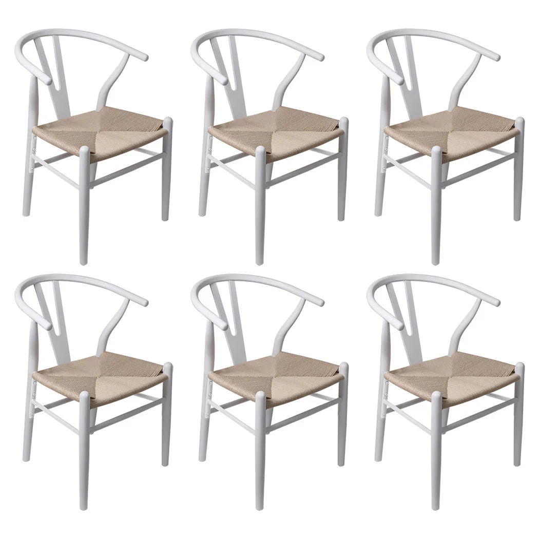 Levede 6x Dining Chairs Wooden Hans White-2006732723238080512