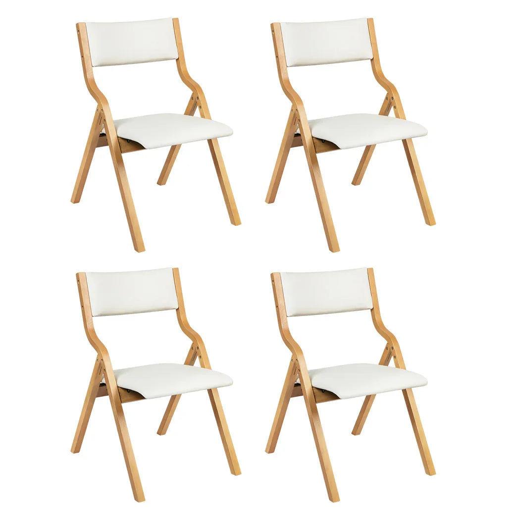 Levede 4x Dining Chairs Foldable PU Beige-2006732727788900352