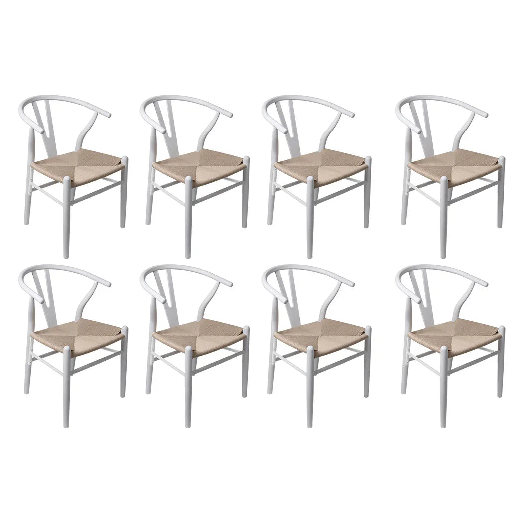 Levede 8x Dining Chairs Wooden Hans White-2006732723414241280