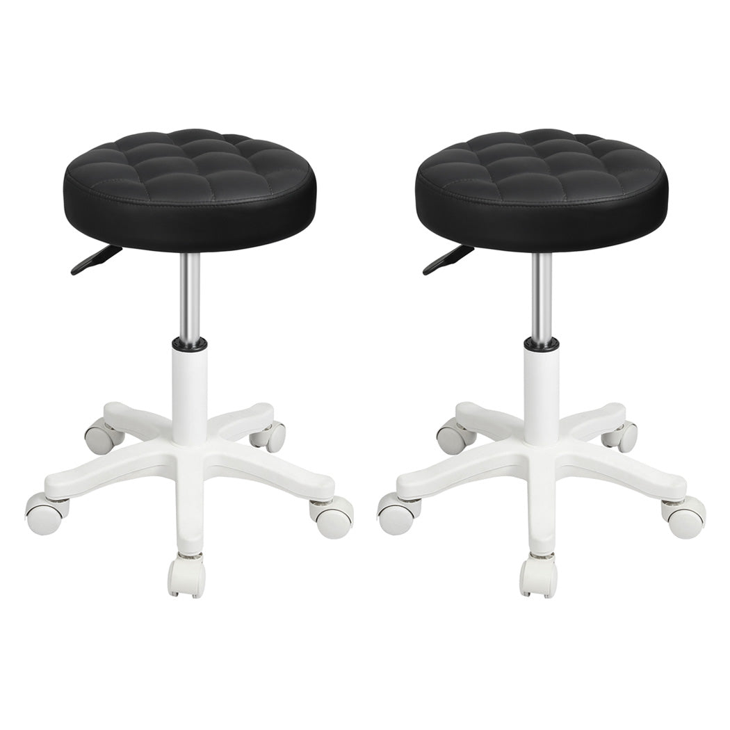 Levede 2x Rolling Bar Stool Swivel Salon SPA Chair Black-2018816822190673920