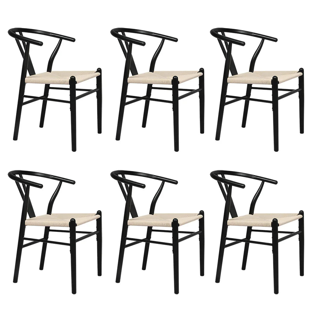 Levede 6x Dining Chairs Wooden Hans Black-2018816932366651392