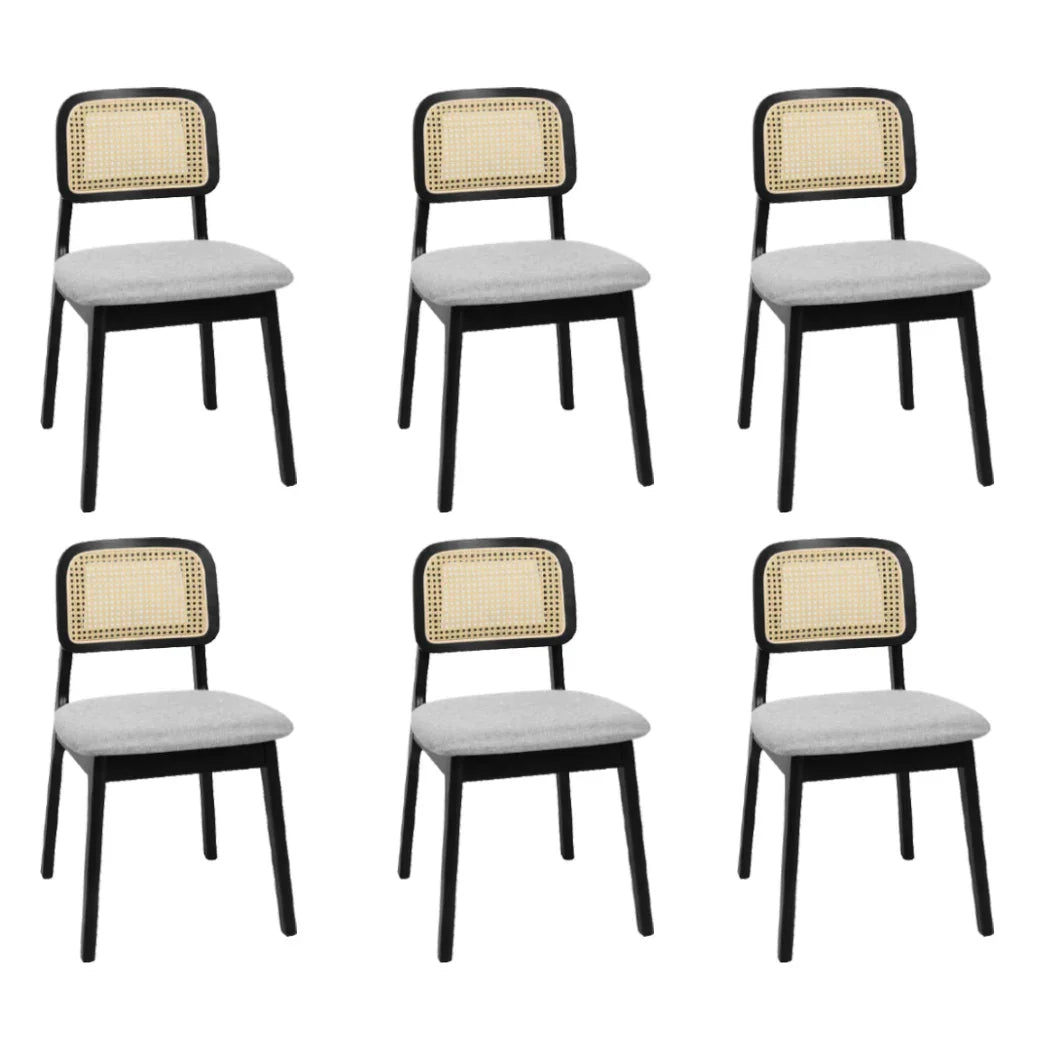 Levede Dining Chair Wood Rattan Armless Black x6-2029387211857858560
