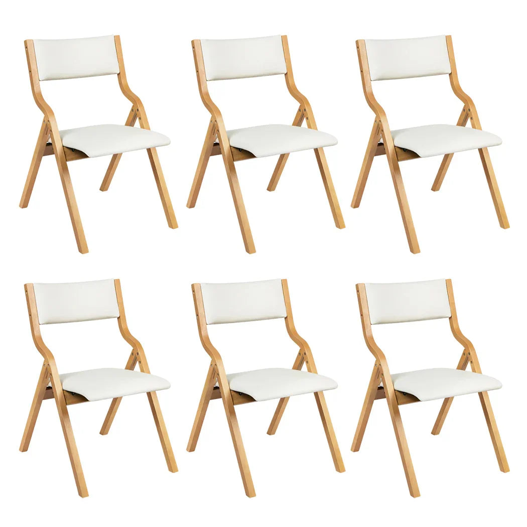 Levede 6x Dining Chairs Foldable PU Beige-2006732727960866816