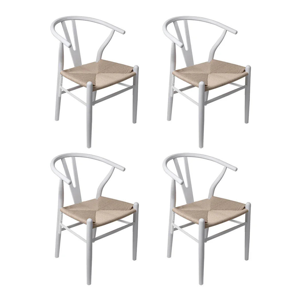 Levede 4x Dining Chairs Wooden Hans White-2006732723045142528