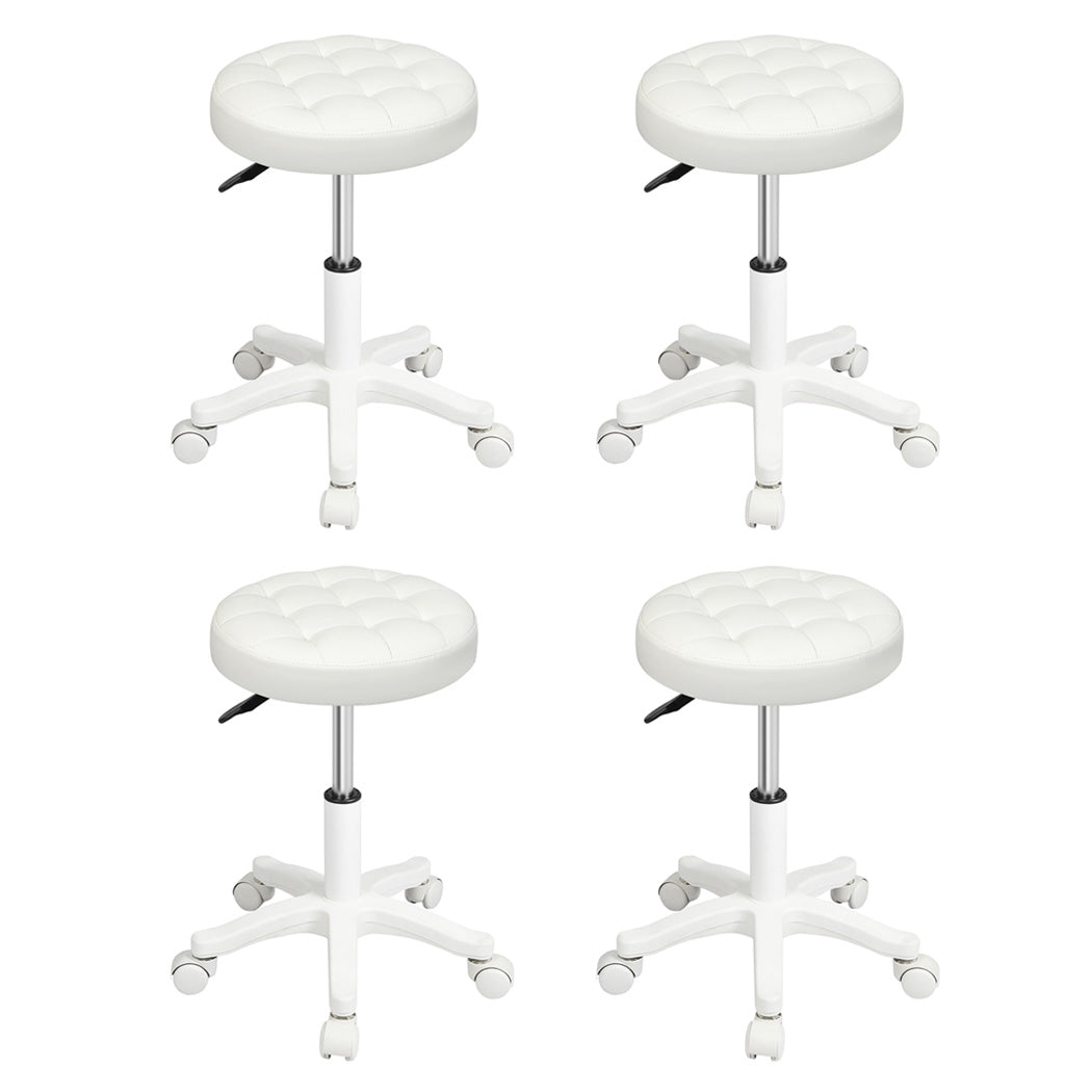 Levede 4x Rolling Bar Stool Swivel Salon SPA Chair Beige-2029387306187755520