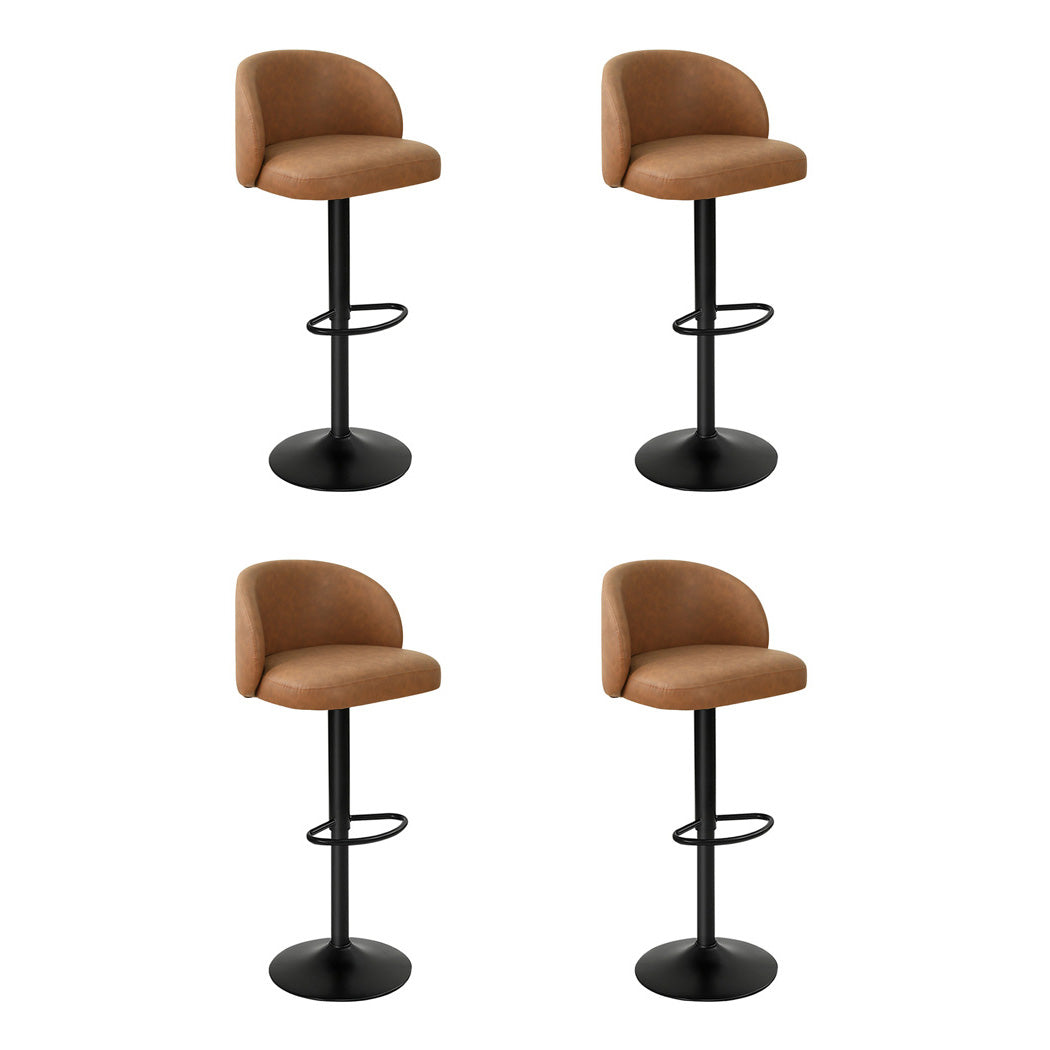 Levede 4x Bar Stool Swivel Gas Lift PU Leather Brown-1975420349789114368