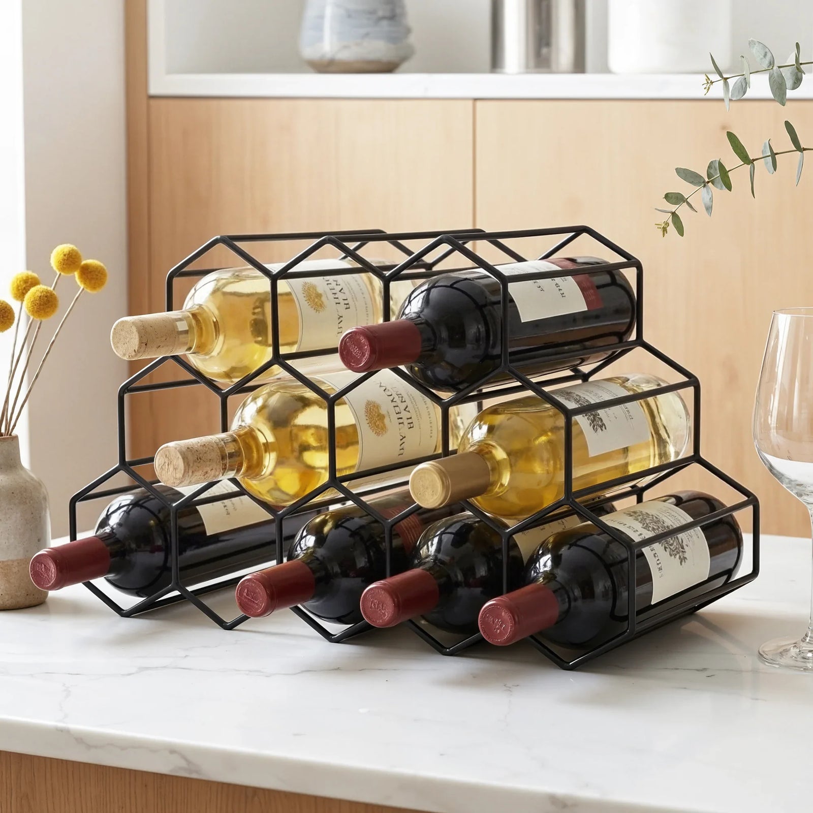 Wine Rack Metal 12 Bottle No Assembly Required Black