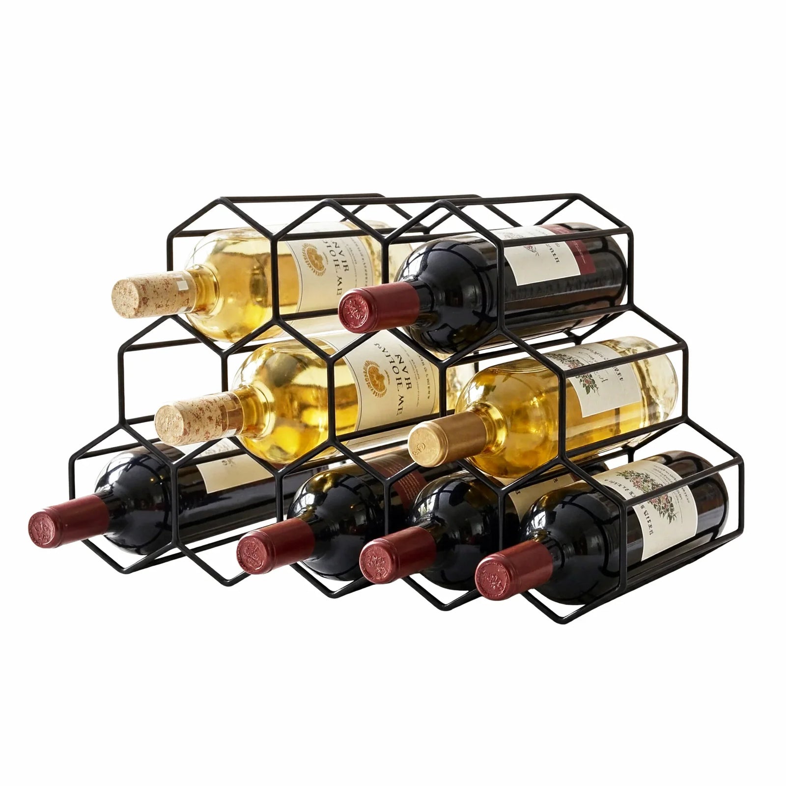 Wine Rack Metal 12 Bottle No Assembly Required Black